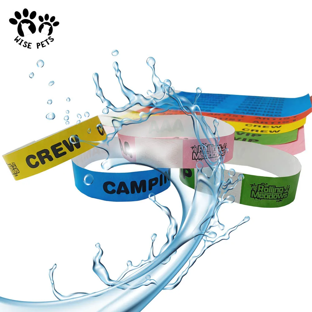 Cheap Custom Logo Festival Party Printed Paper Wrist Band Disposable Self Adhesive Waterproof Bracelet Pulsera Tyvek Wristband