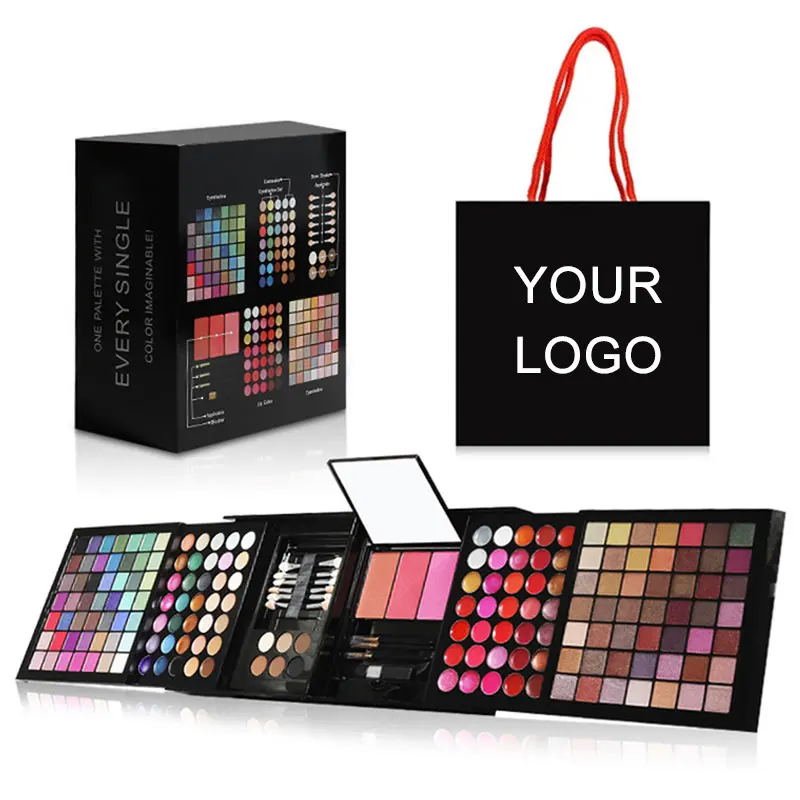 Custom Private Label 117 Color Shimmer Eyeshadow Palette Makeup Kit with Blush Lipstick Eyebrow Powder