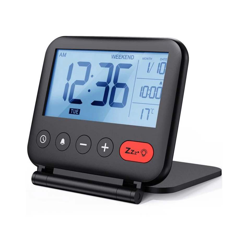 
Power saving mode LED bedroom mirror with digital clock travel alarm clock 