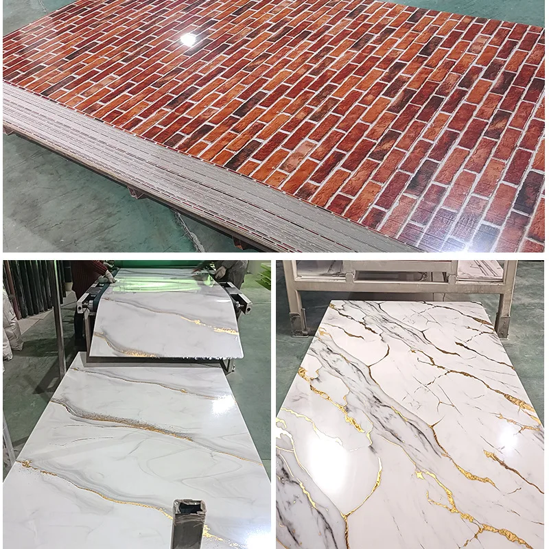 Factory price 1220mm*2440mm 3mm white high gloss uv mable wall panel spc uv wall panel waterproof wall louver panel