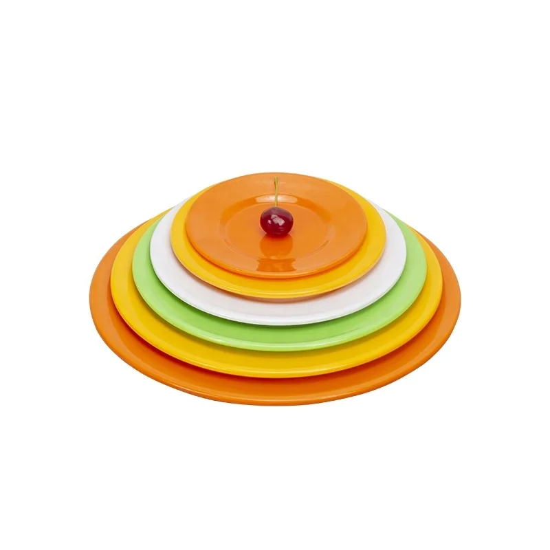 Round Pure color Dinner Plate Melamine Salad Steak Snack Plate Hotel Restaurant Kitchen Tableware