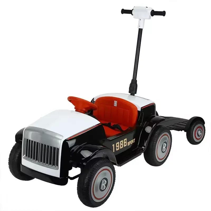 New arrival power 4 wheel big battery rechargeable with pedal model retro parent-child car kids electric ride on car