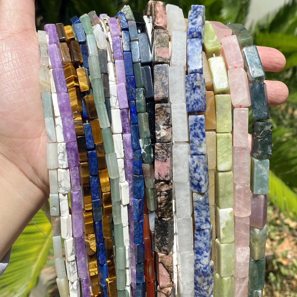 Factory Price Natural Stone  Cuboid Amethyst Tiger Eyes  Beads For Jewelry Making DIY Bracelet Necklace Accessories