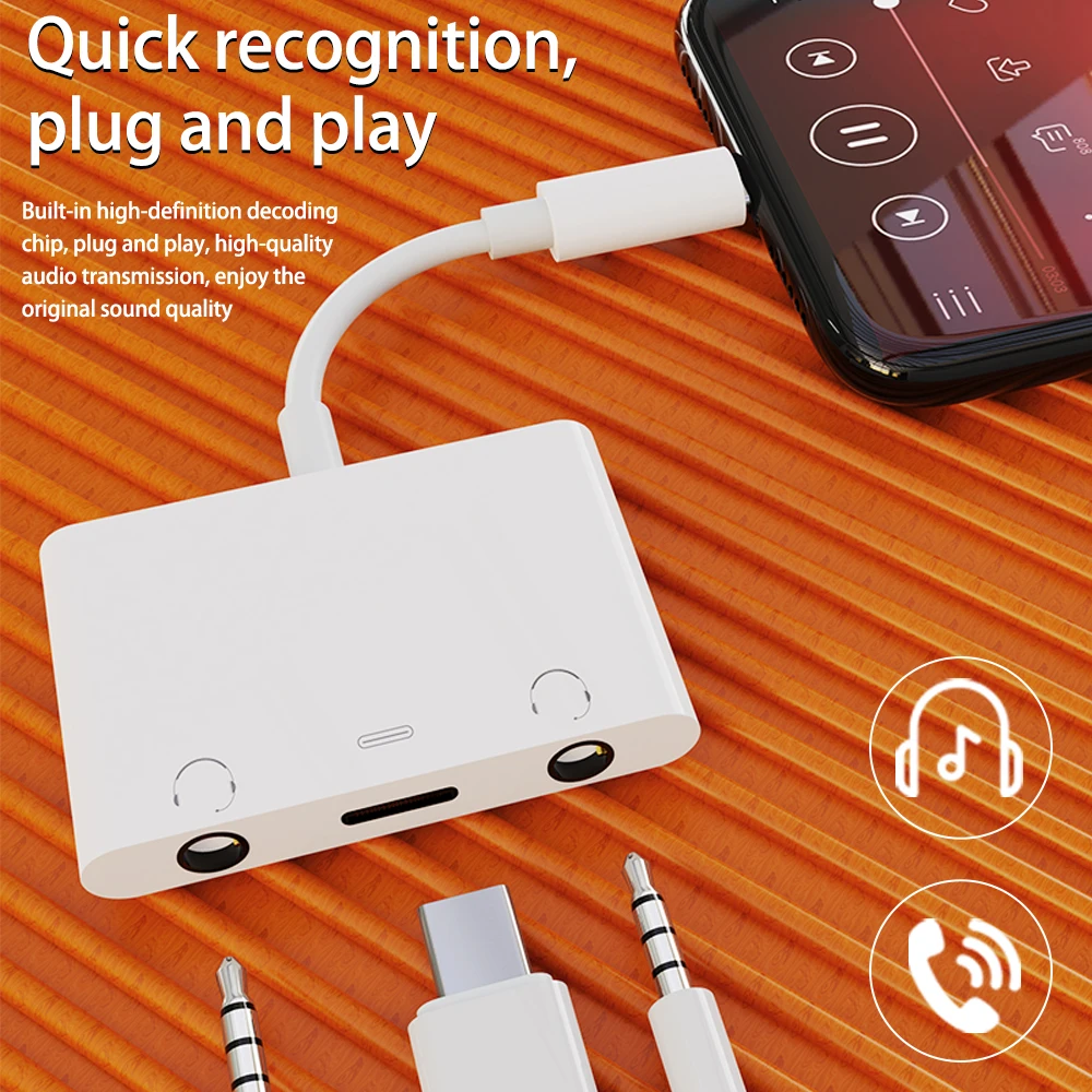 3 in 1 Type C to Dual 3.5mm Type C Sound Card Audio Adapter