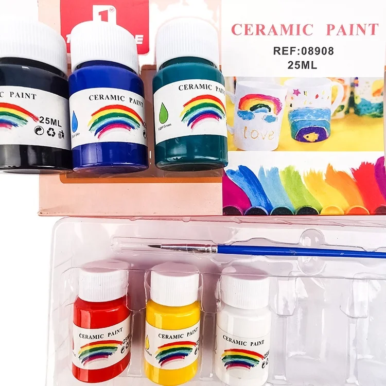 25 ml hand painted plates ceramic paint for kids coating ceramic potery to be painted hand-painted cute ceramic nordic dinner se