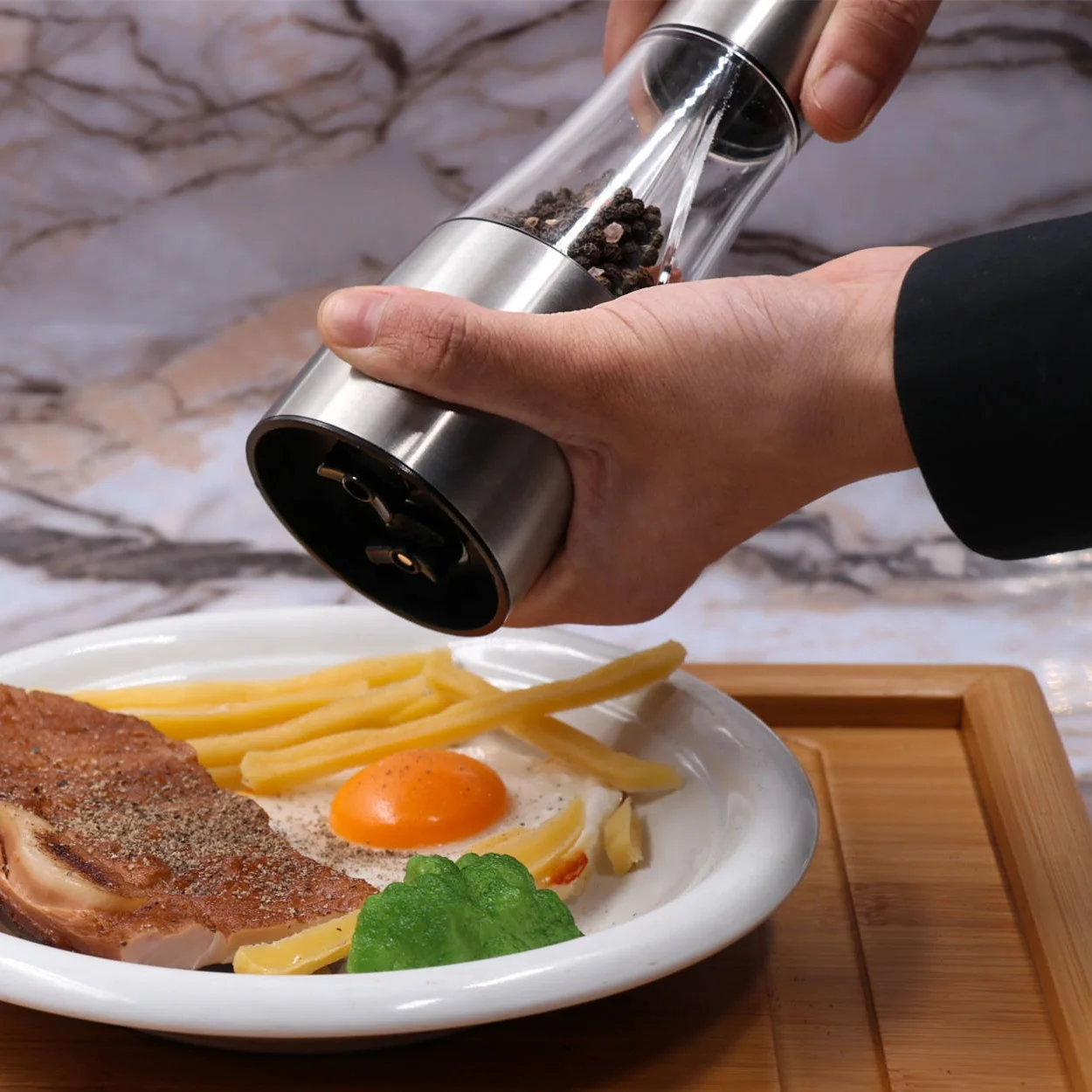 Wholesale Stainless Steel Manual 2 in 1 Salt and Pepper Grinder