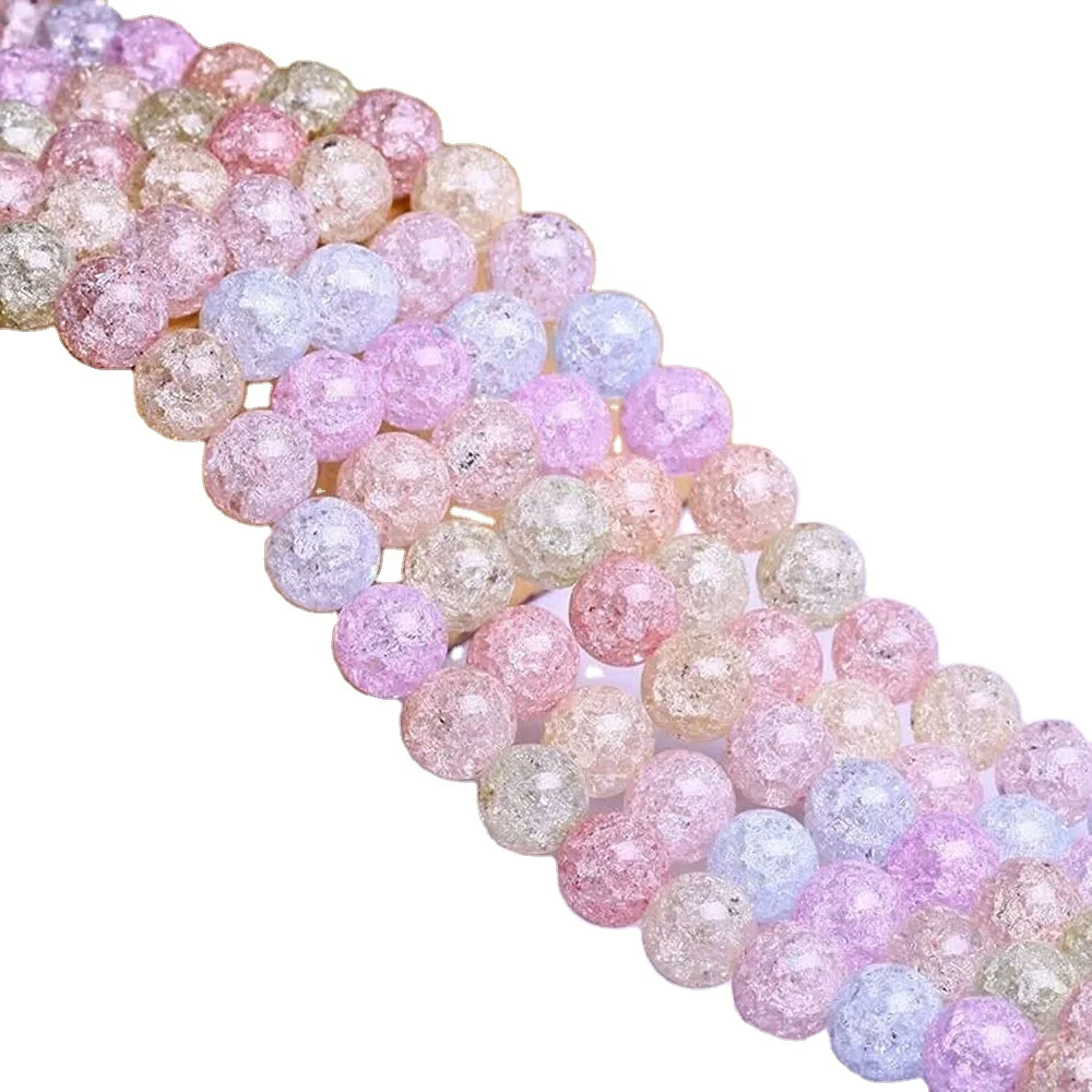 8 мм цветные стеклянные бусины с трещинами