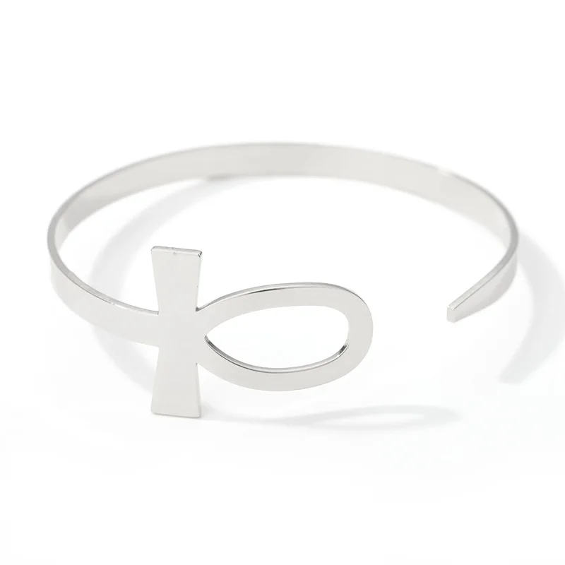 New Stainless Steel Egyptian Cross Bracelet Ladies Jewelry Ethnic Style Open Bracelet Jewelry