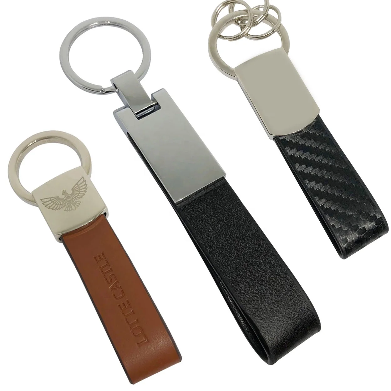 Luxury Custom Logo Promotional Metal Car Brand Blank PU Leather Key Chains With Key Ring Chaveiros llaveros Portachiavi