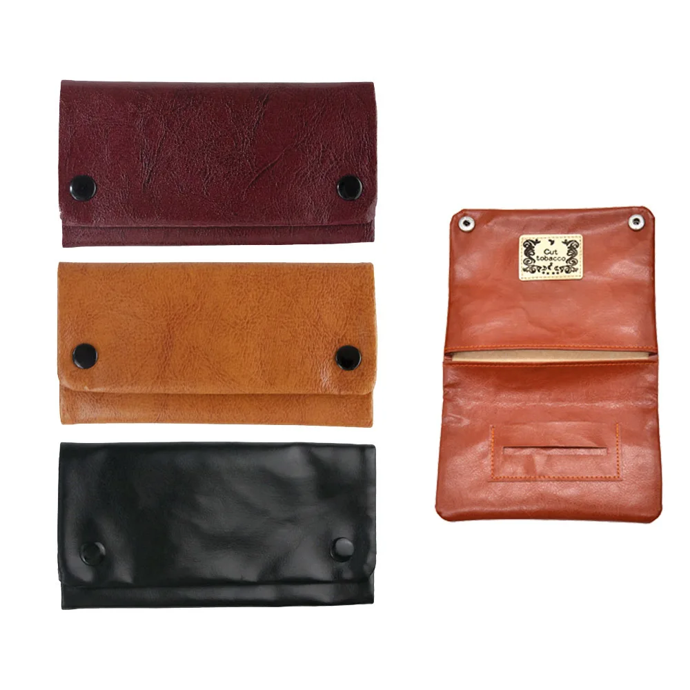 TOP-61033 Wholesale Rolling Soft PU Leather Tobacco Pouch Wallet Bag With Zipper