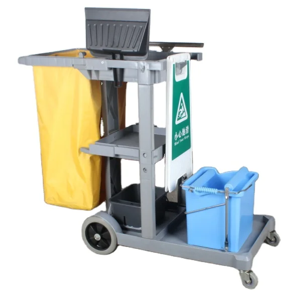 Heavy Duty Commercial Cleaning Carts Hotel Universal Cleaning Equipment Housekeeping Trolley