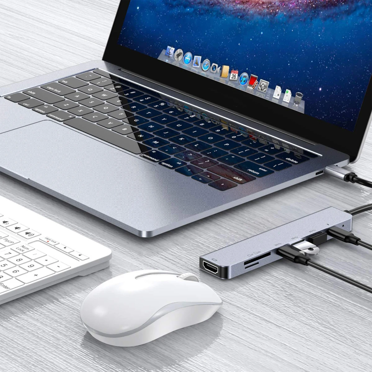 7 in 1 USB C HUB USB3.1 to 4K HDMI USB3.0 2.0 TF SD PD Charger 7Port Type-c Docking Station for Macbook and Type C Devices