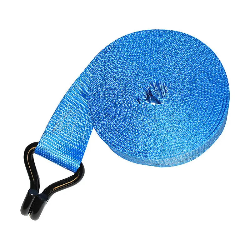 Heavy Duty  Polyester 2' Winch Strap With Wire Hooks With Covering   Cargo Winch Strap