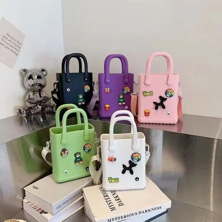 High Quality Women Beach Waterproof Tote Bags Summer Small Totes Fashion Eva Plastic Silicone Bag With Holes