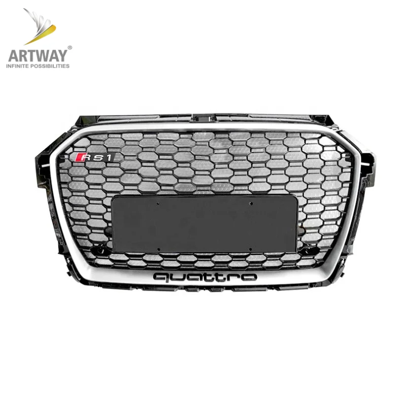 RS1 стиль передний бампер решетка для Audi A1 S1 глянцевый черный гриль 2016-2018 ABS honeycomb
