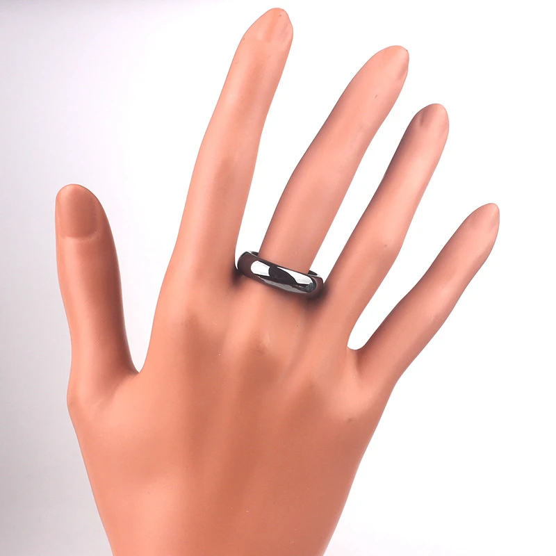 New Arrivals INS Jewelry Black 6mm Magnetic Smooth Hematite Ring For Men