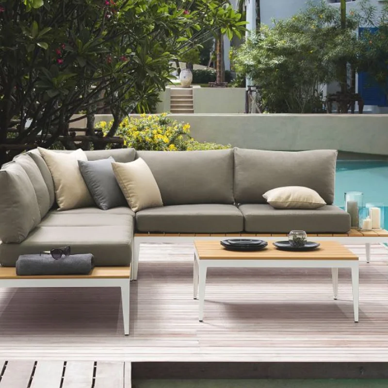 Outdoor furniture modern modular big sectional sofa set corner aluminium garden
