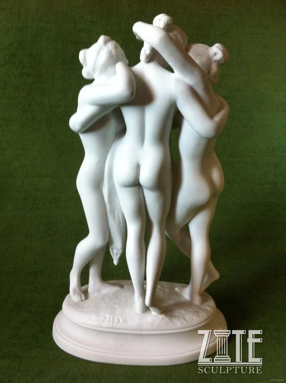 Лучшая Подробная резьба три грани Мраморная сексуальная обнаженная женская статуя