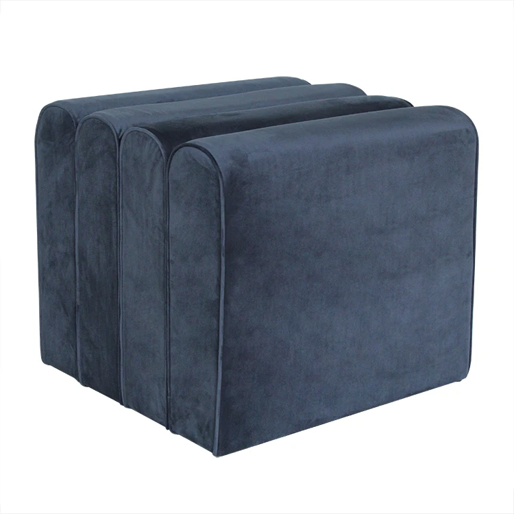 Blue Pouf Storage Ottoman Stool Ottoman Velvet For Bedroom Living Room
