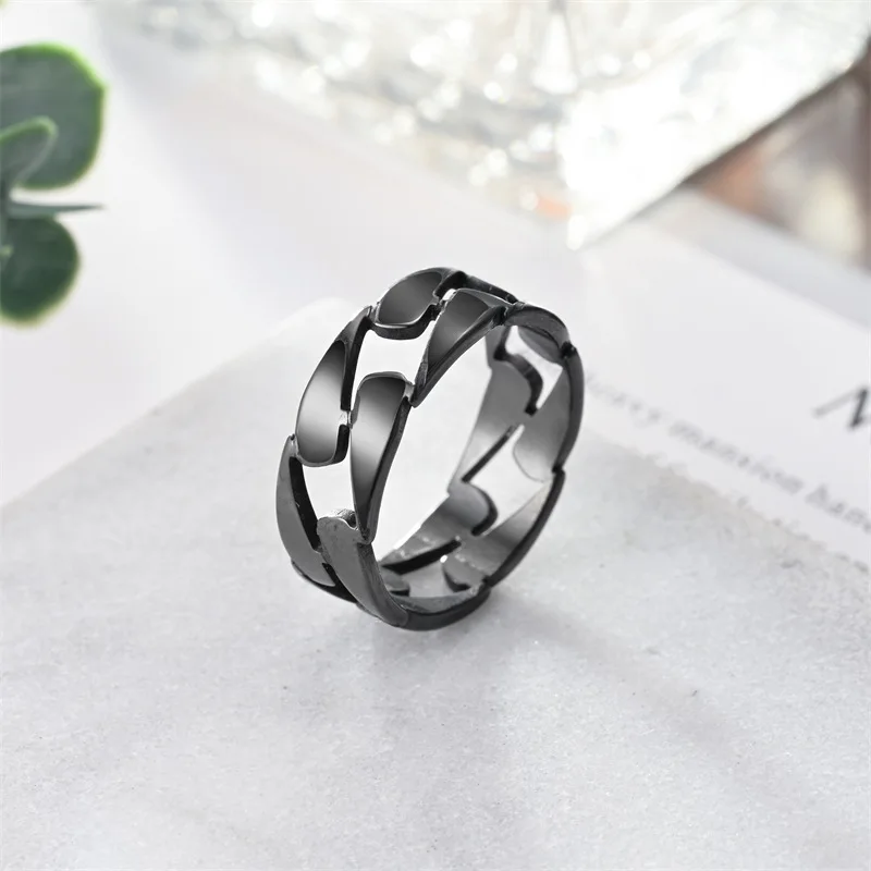 2024 Wholesale Spinning Anxiety Men Jewelry Custom Vintage Black Rotating Roman Number Silver Stainless Steel Spinner Rings