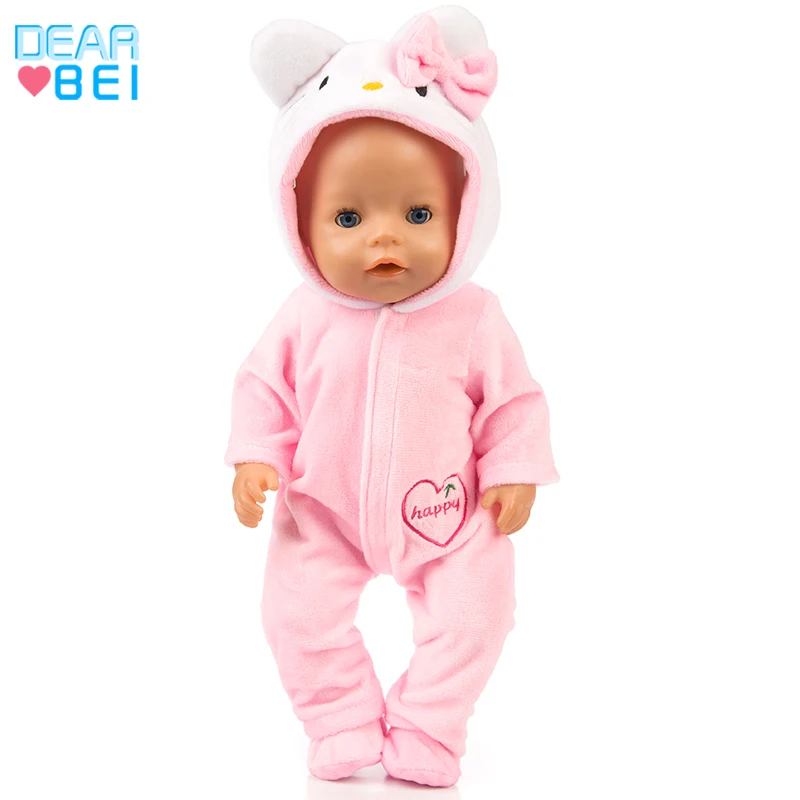 Cartoon Cat Onesies American Doll Clothes,Factory Direct Custom Doll Clothes,Mini Doll Clothes For 43cm Baby Doll