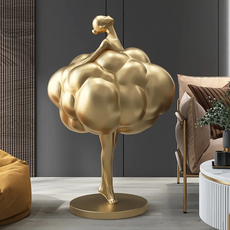Hot Ballet Girl Shopping Mall Entrance Floor Sculpture Living Room Diy Big Ornaments Light Luxury Hotel Decoration Opening Gift