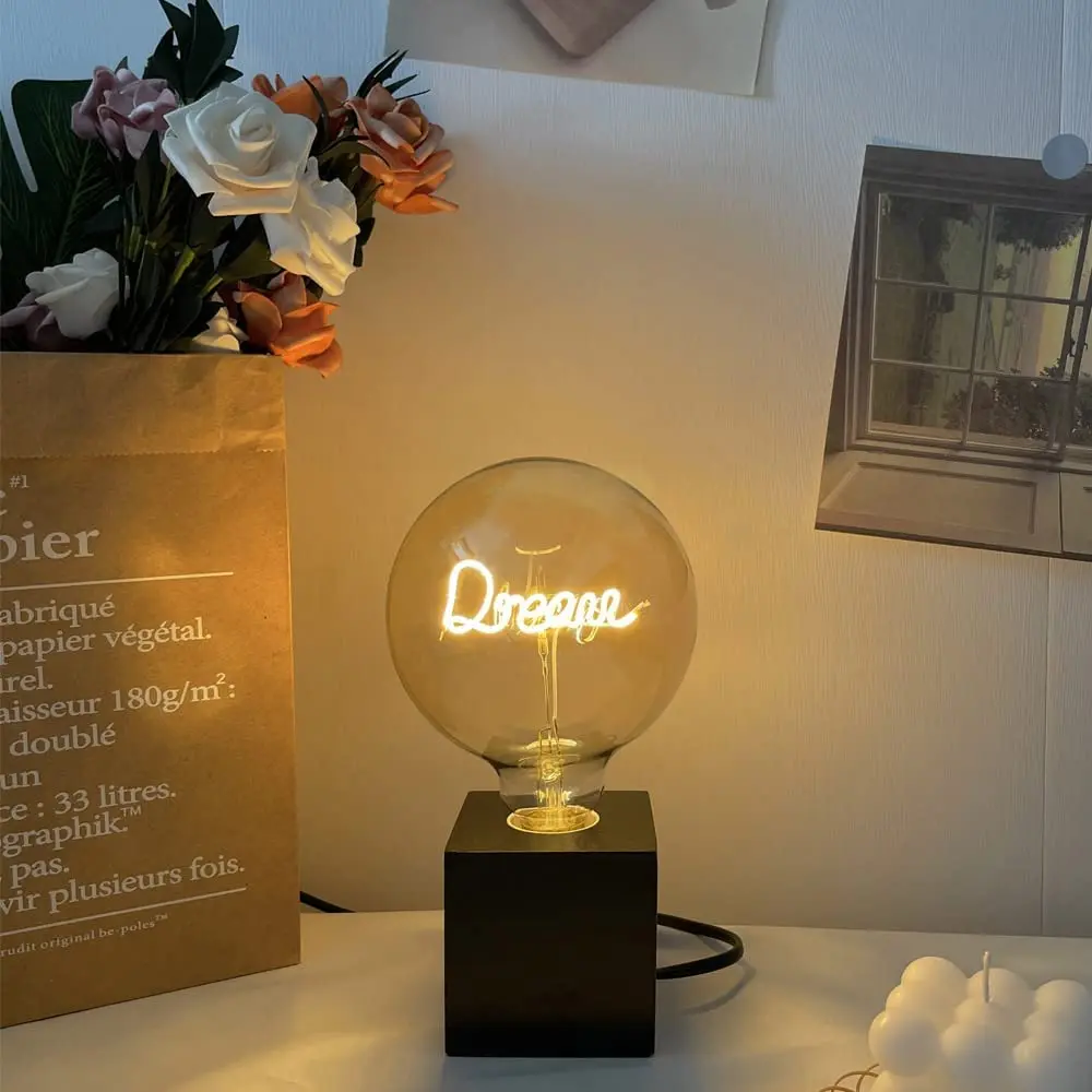 Design bulb Led G125 Dream Word Led Soft Flexible Filament bulb 4W 2200K 220V 120V 24V 12V E27 Letter Led Edison bulb