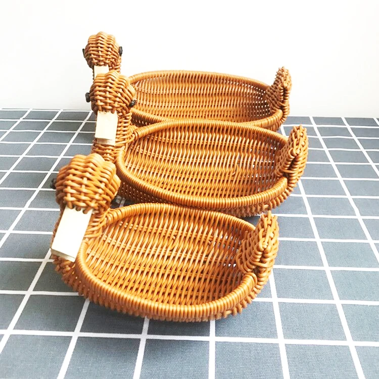 Handmade Cartoon animals woven basket creative rattan woven fruit crafts rattan basket
