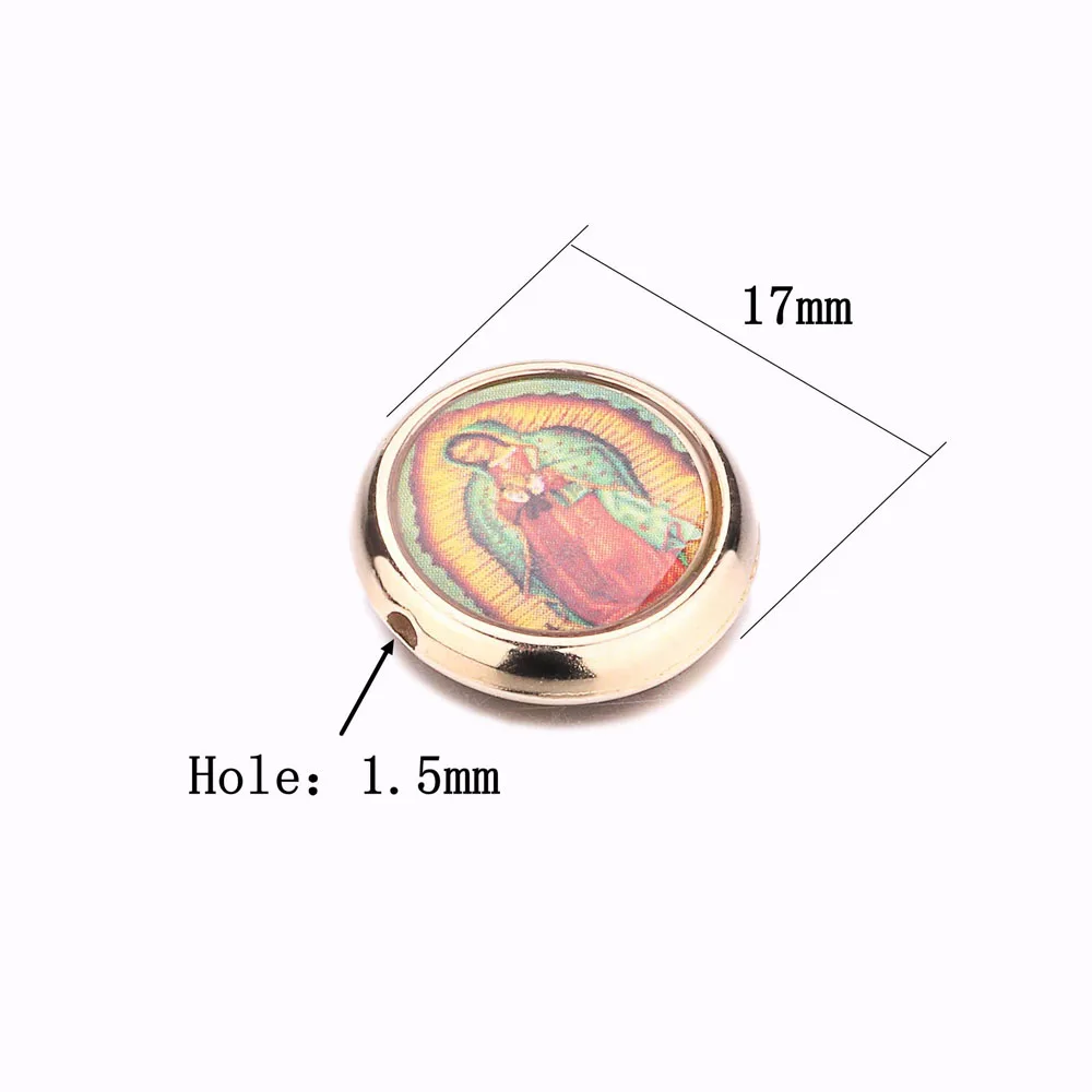 40pcs Acrylic Our Lady Virgin Mary Beads Miraculous Medal Floral Rosary Centerpiece Crucifix Bracelet Pendants Charms