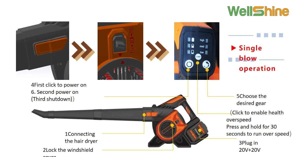 20 v Electric Axial leaf  cordless  blower with 2.0Ah battery and charger  wireless blower