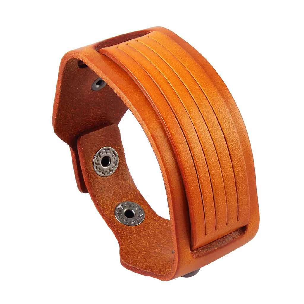 2020 vintage fashion genuine leather  bracelet bangle punk rock style 2020 new wristband adjustable factory  wholesale mens acce