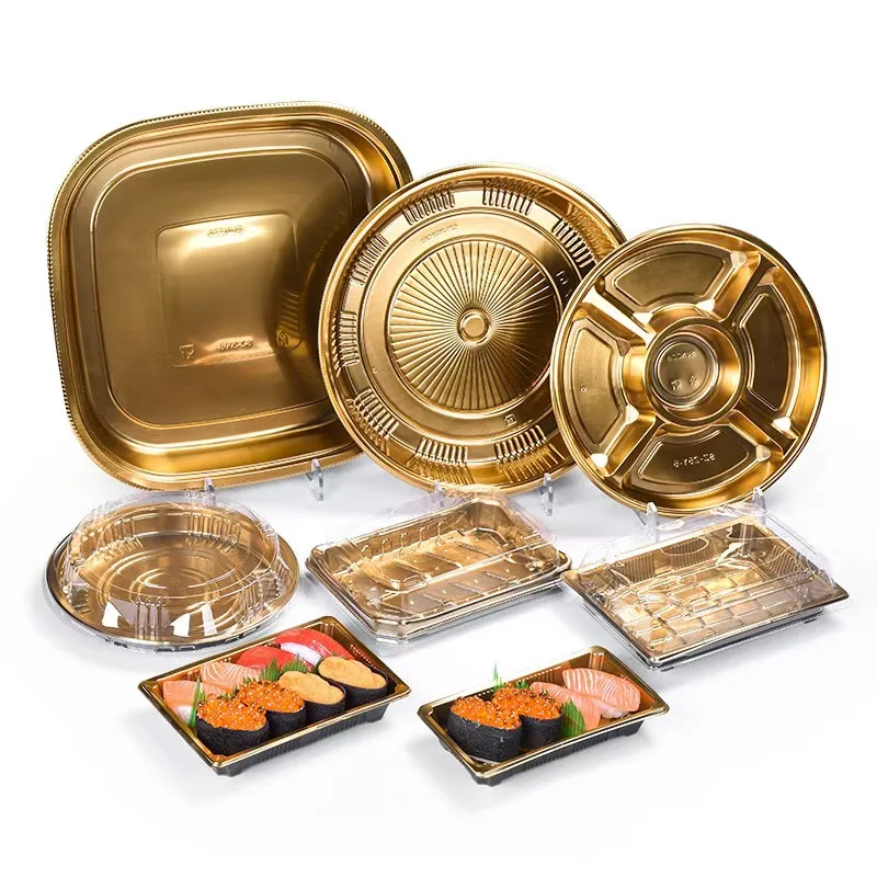 Food Packaging Boxes Sushi Tray with Transparent Round Cover Ecofriendly Plastic Package Food Grade OEM ODM Available Sushi Tray