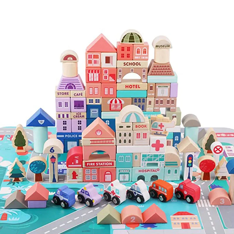 Wholesale hot selling custom logo colorful Educational Learning kids learning toys with City Map Construction