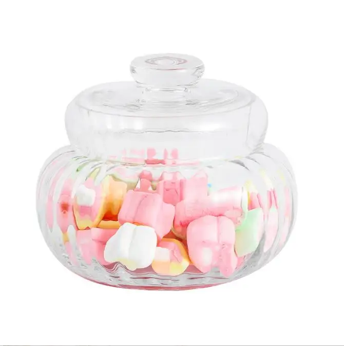 Simple pumpkin shaped glass jars with lid grocery storage jars candy jars kitchenware