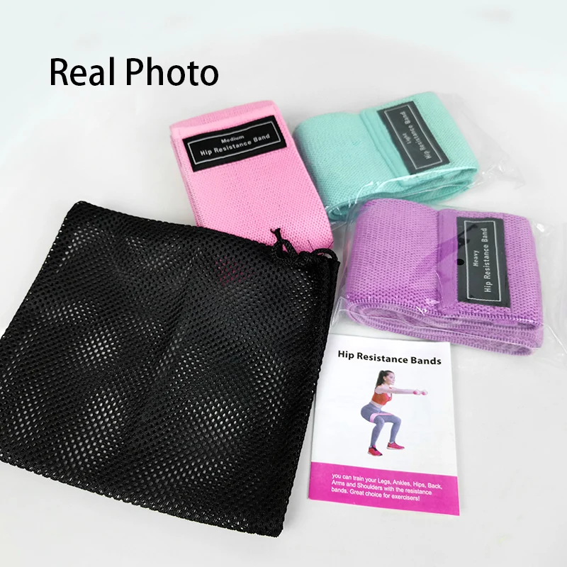 Amazon Wide Fabric Elastic Exercise Bands Set Workout Booty Hip Bands Resistance Loops Bands with Logo