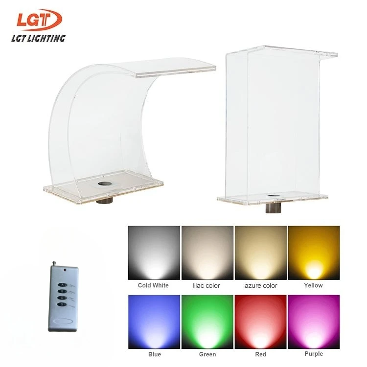 Outdoor Garden Landscape Waterfall Fountain Indoor Spillway Acrylic 15w Ip65 Rgb Led Pool Water Fall With Led Lights