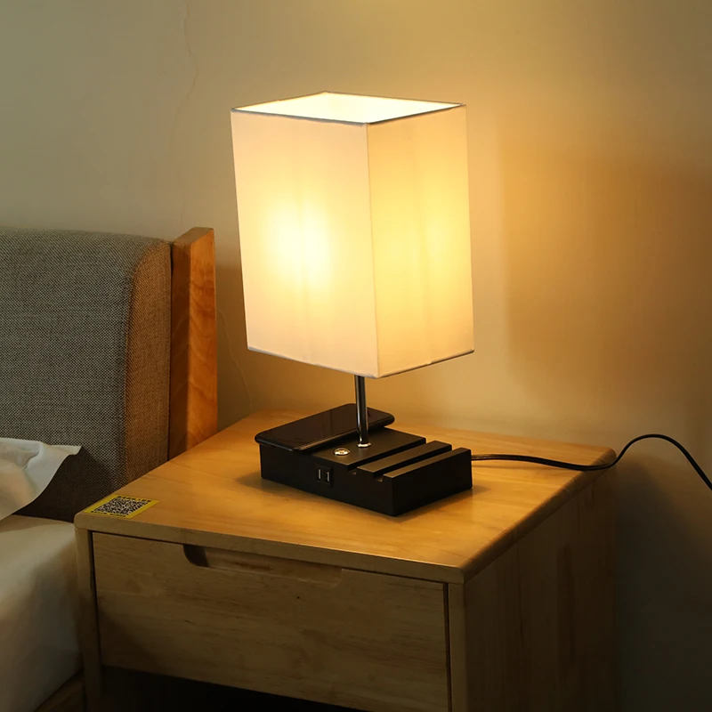 Amazon LED nordic home decor luxury modern bedside wireless charger hotel touch USB smart study table & desk lamps reading