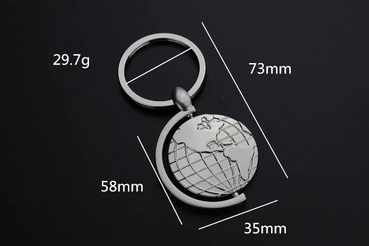 High Quality 3D Whirling Globe 3D Keychain Premium Alloy Souvenir for Promotions and Carabiners