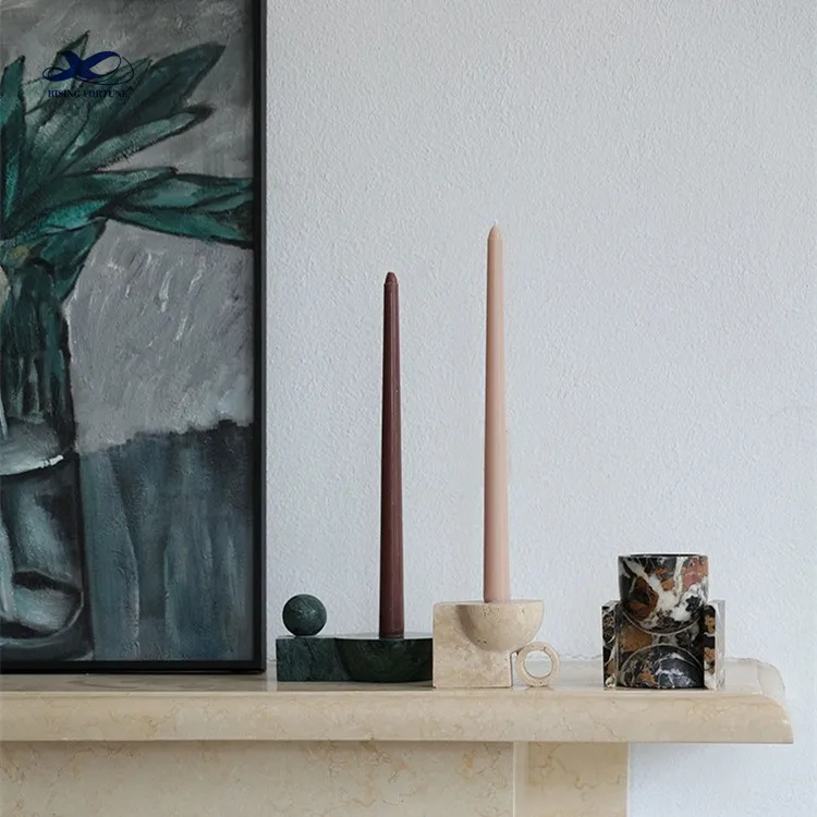 Оптовая продажа натуральный черный серый мраморный камень подсвечник банка для свечи с крышкой