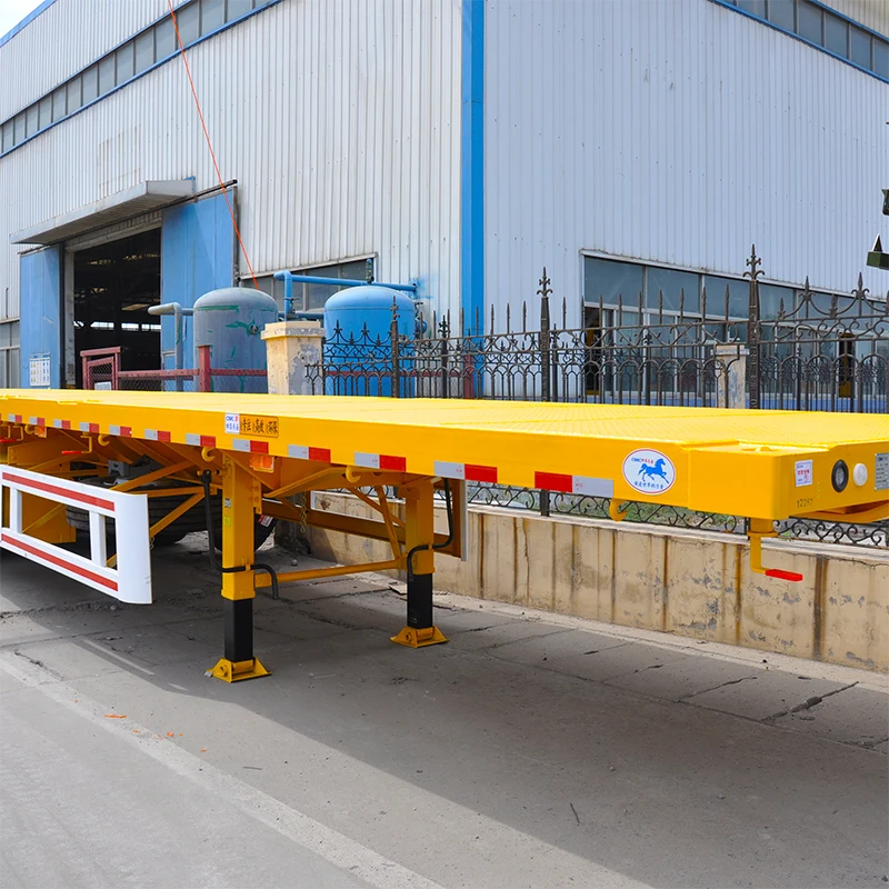 Tri-Axle 50 Tons flat deck trailer 20ft 40ft 45ft 53 foot container Chassis flatbed semi trailer For Sale