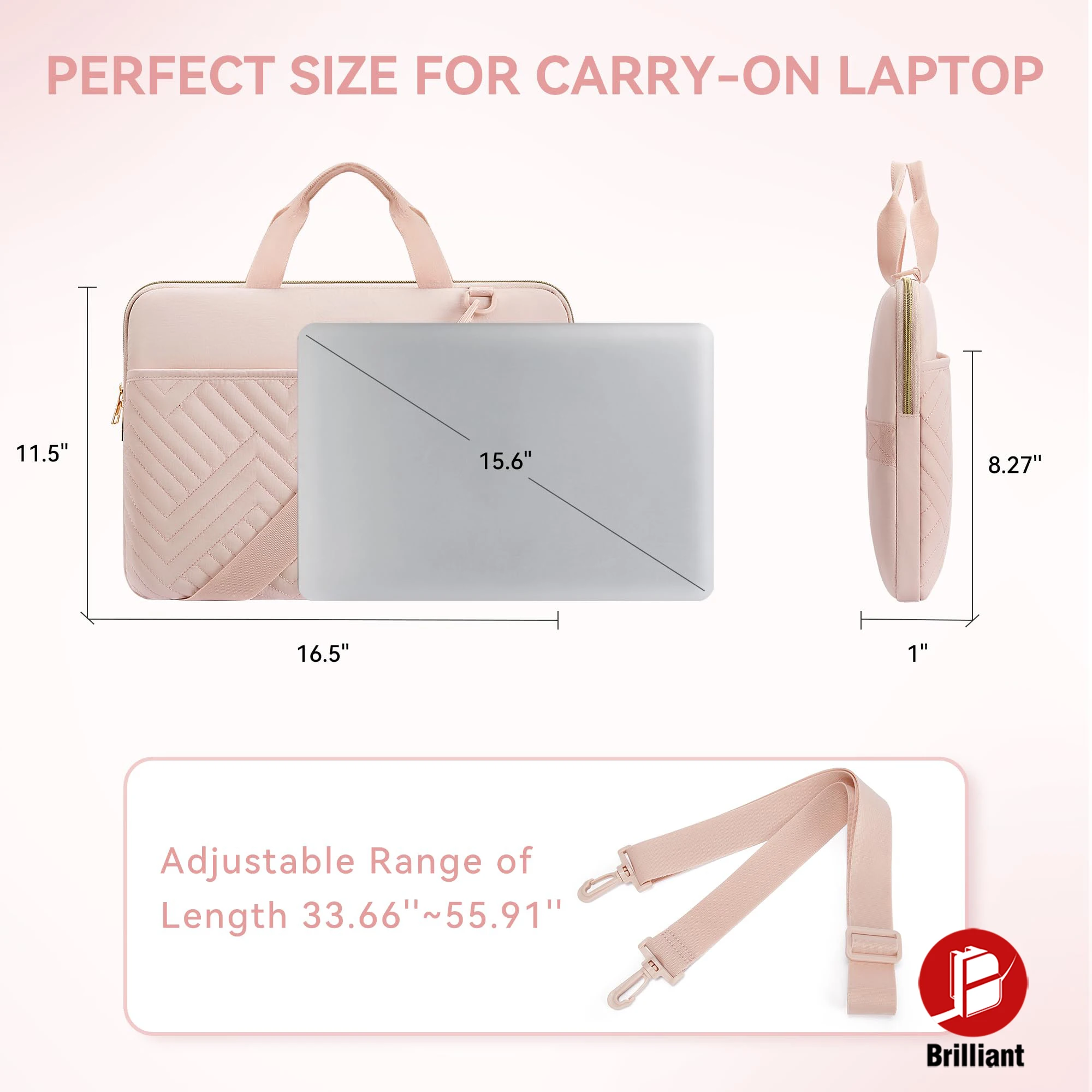 Customized 15.6 Inch Laptop Sleeve Puffy Padded Lightweight Protective Case Water Resistant Bag For MacBook Air