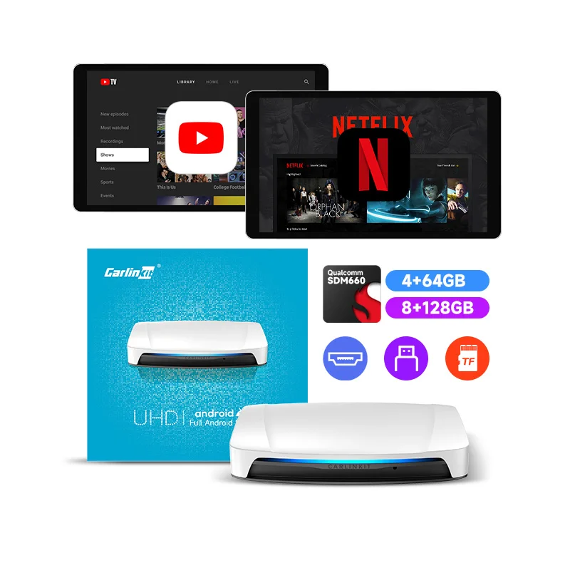 New Carlinkit Carplay Android 13 Video Adapter 128Gb Wireless Car Play Tbox Uhd Auto Dongle Hdmi Output Usb Split Screen Ai Box