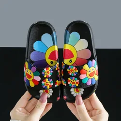 Лидер продаж, Летние Симпатичные и модные мягкие Нескользящие тапочки для детей среднего и маленького возраста с подсолнухами