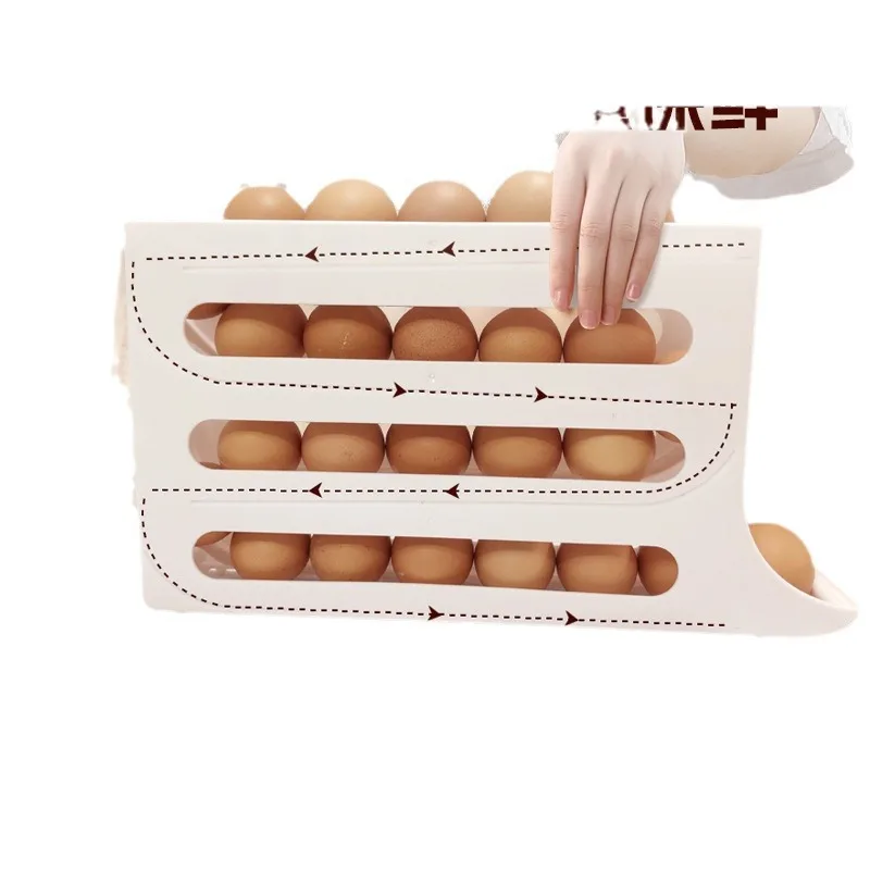 Egg Holders Dispenser for Home and Kitchen Organizer Accessories Automatic Rolling Egg Trays with 4 Tiers