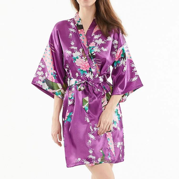 Wholesale robe silk satin night wear sexy pajamas woman new fashion