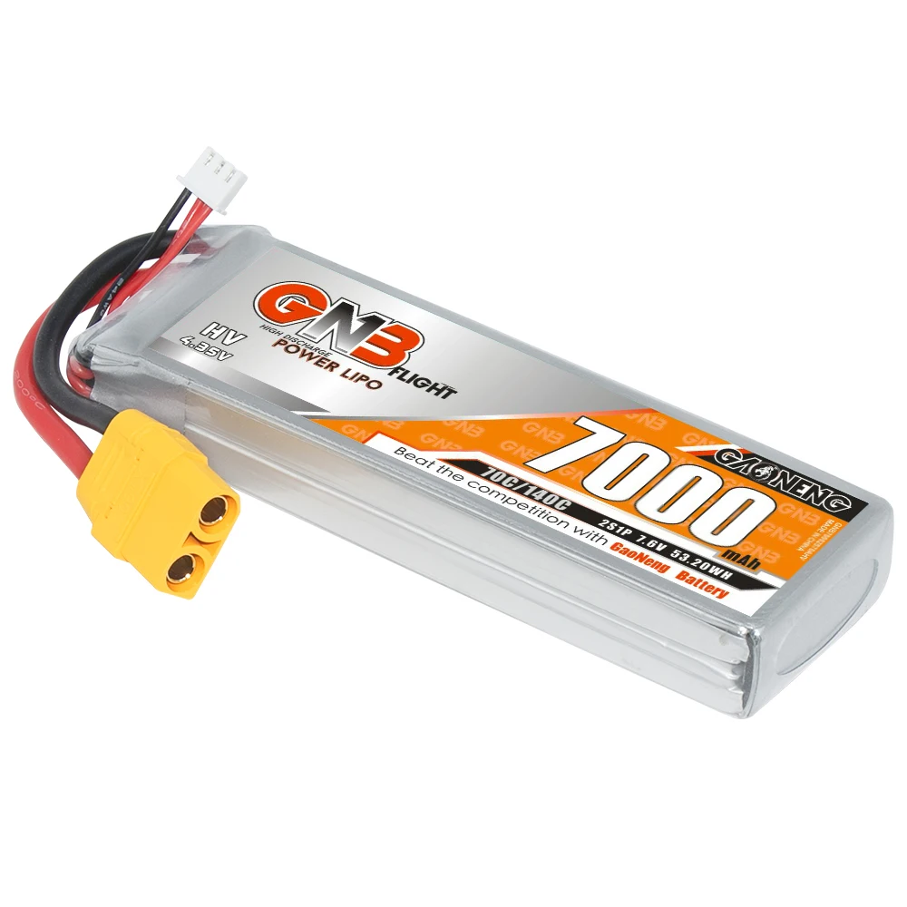 GNB GAONENG LiHV 7000mah 2S 7.6V 70C 140C XT90 RC LiPo Battery for RC Car Drone RC Boat Soft Pack