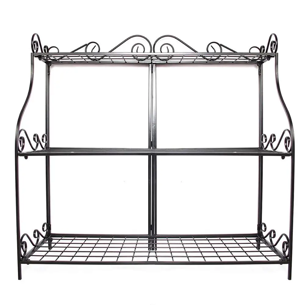 Upright 3 Tier Plant Stand Modern Iron Metal Plant Stand Kitchen Storage Rack Shelf