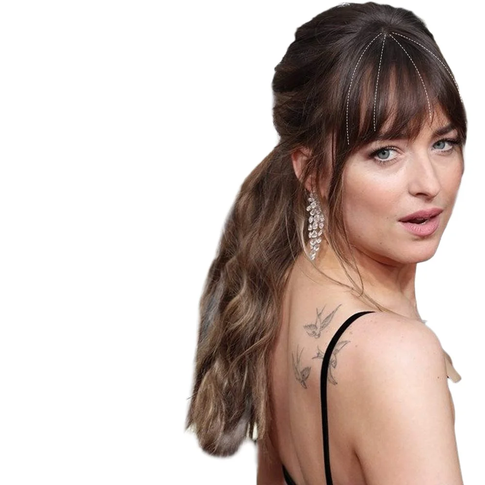 
Clip in Bangs Hairpiece Brown Black Clip on Air Bangs with Temple Wispy Bangs Hair Extensions for Women 