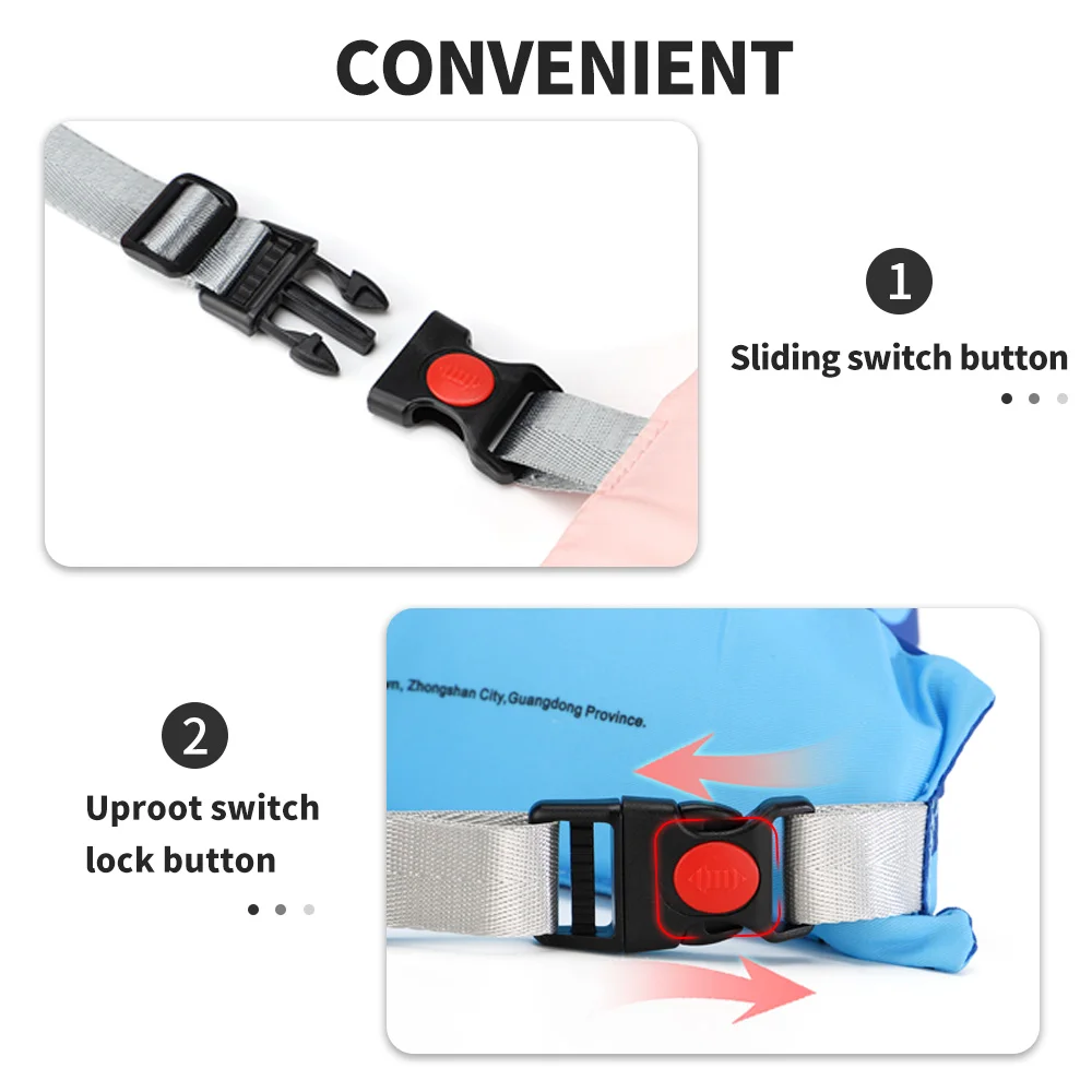 Baby Non-inflatbale Arm Ring High Buoyancy Adjustable Belt Kids Slide Switch Button Life Vest Swim Jacket For Children Summer