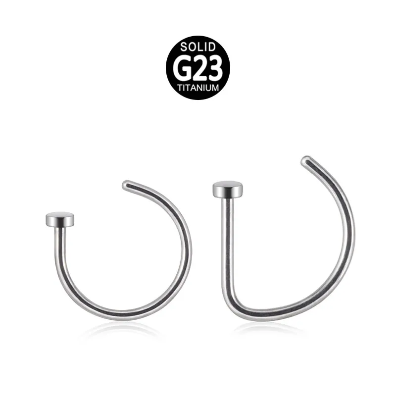 20G ASTM F136 G23 Titanium Body Piercing Jewelry C-Shape D-Shape Nostril Nose Ring Hoops